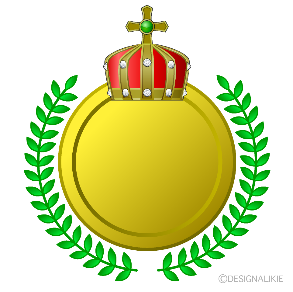 王様王冠の金プレートイラストのフリー素材 イラストイメージ