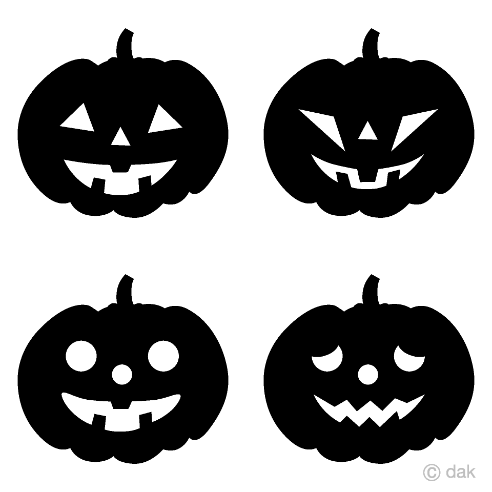 ハロウィンかぼちゃシルエット４種イラストのフリー素材 イラストイメージ
