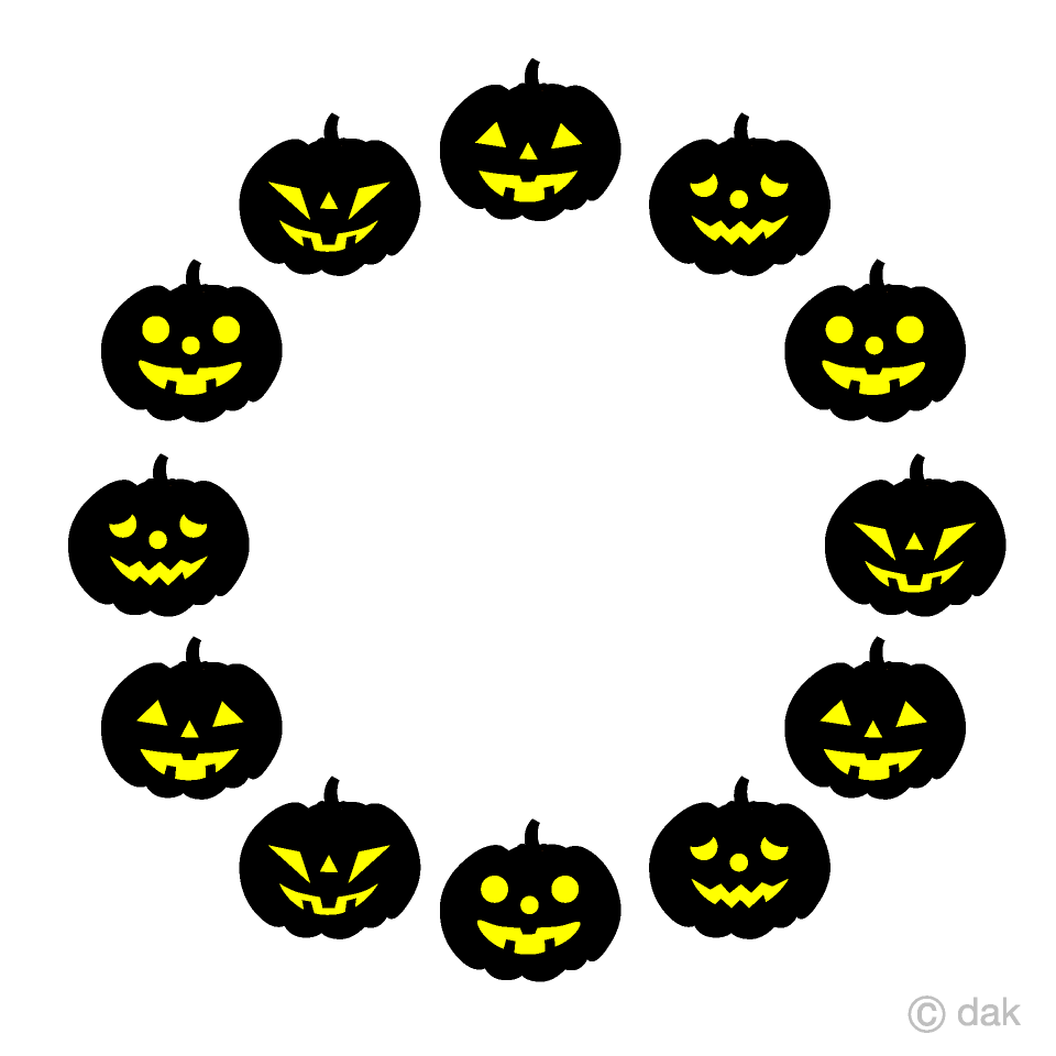 シルエットハロウィンかぼちゃサークルの無料イラスト素材 イラストイメージ