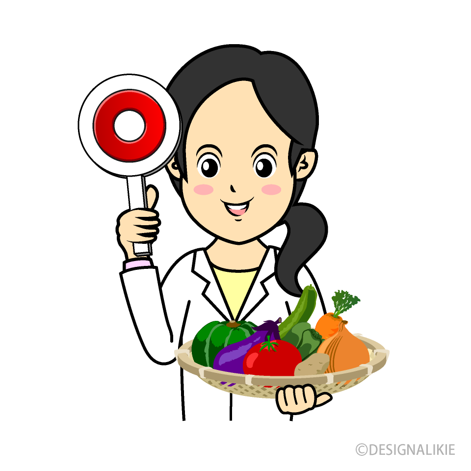 正しい栄養バランスを説明する管理栄養士の無料イラスト素材 イラストイメージ