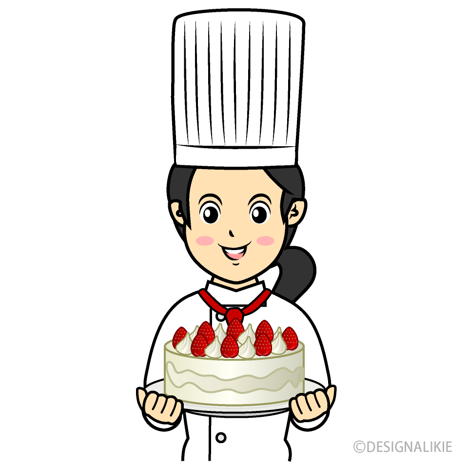 ケーキを作る女性パティシエの無料イラスト素材 イラストイメージ