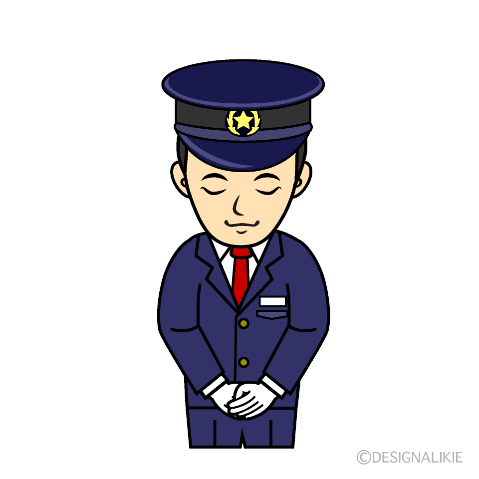 お辞儀する男性のバス運転手の無料イラスト素材 イラストイメージ