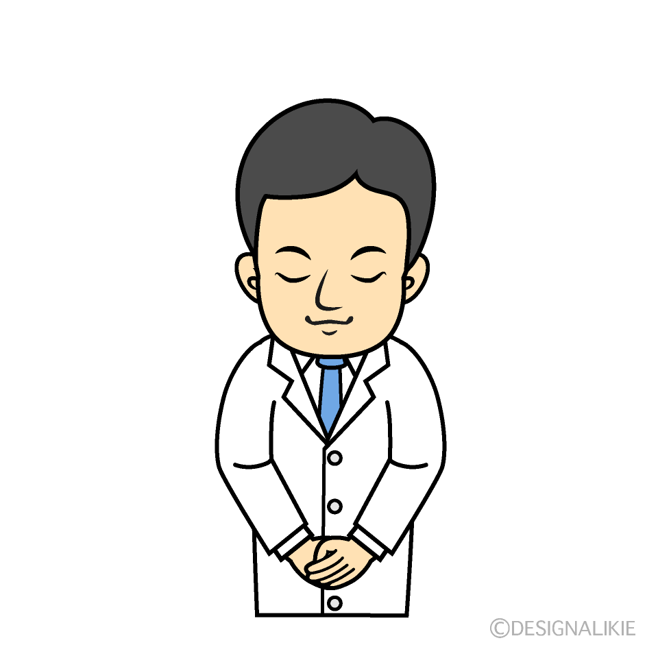 お辞儀する男性のお医者さんイラストのフリー素材 イラストイメージ