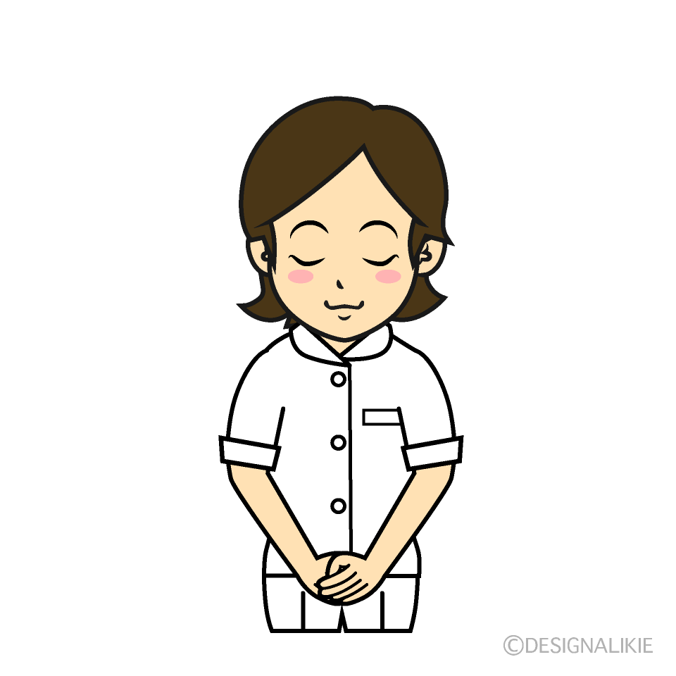 お辞儀する女性看護師イラストのフリー素材 イラストイメージ