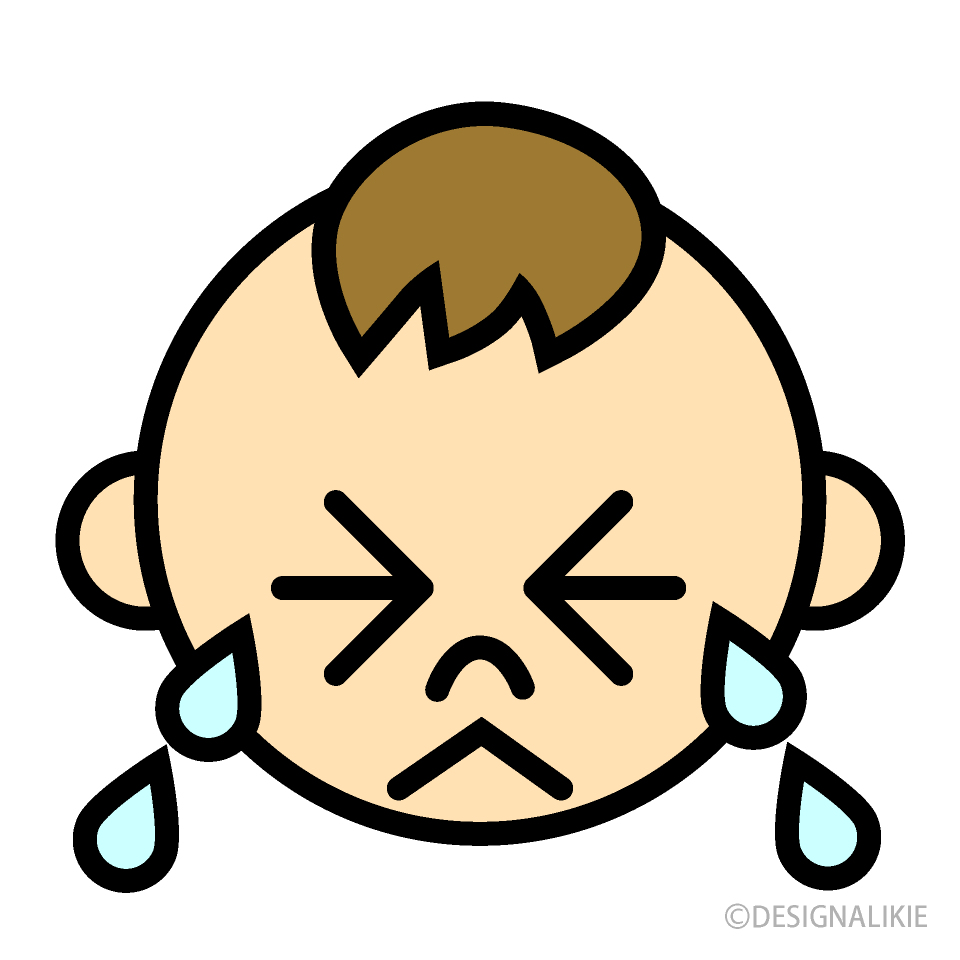 泣く赤ちゃんの顔マークイラストのフリー素材 イラストイメージ