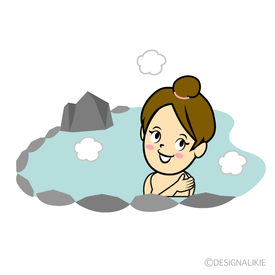 温泉に入浴する女性イラストのフリー素材 イラストイメージ