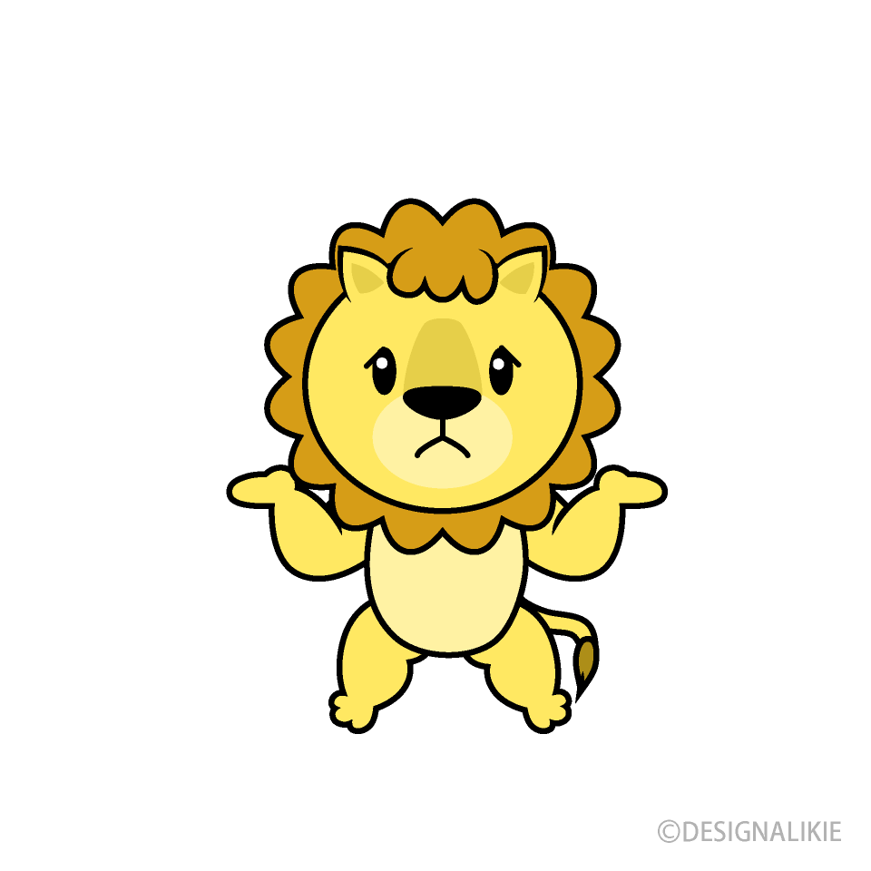 お腹いっぱいのライオンキャラの無料イラスト素材 イラストイメージ