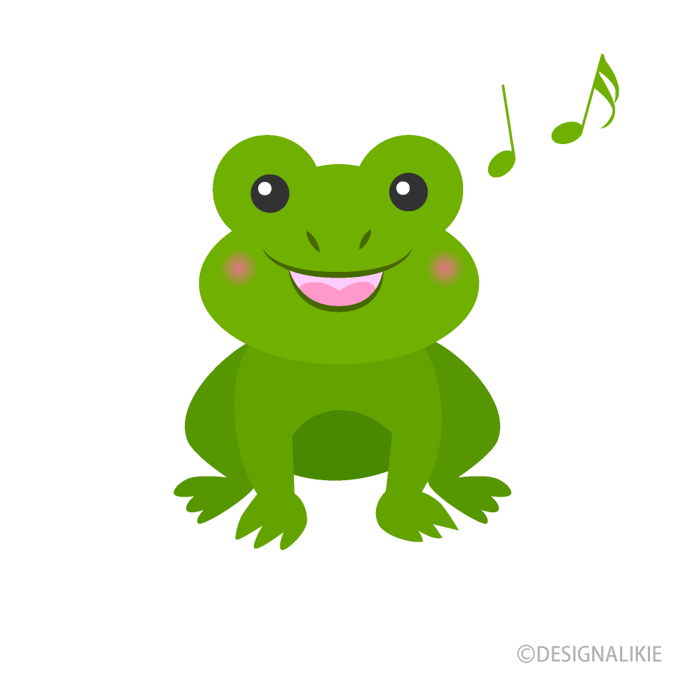 歌う可愛いカエルの無料イラスト素材 イラストイメージ