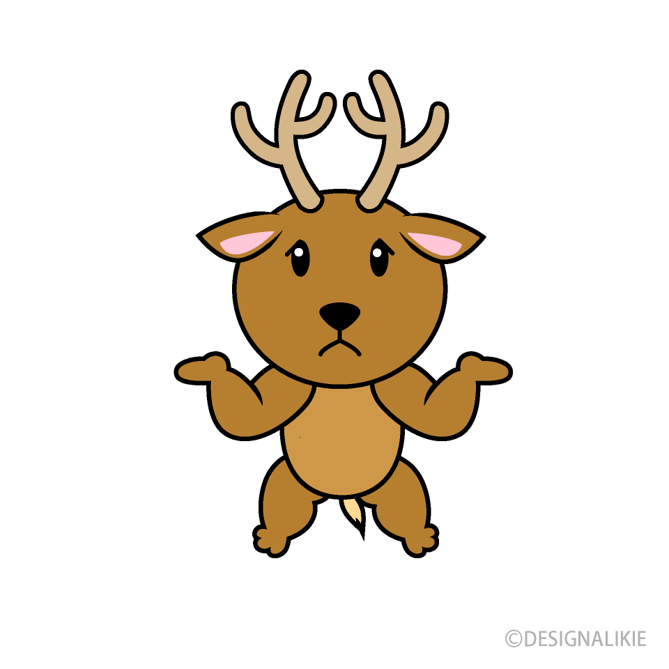 お腹いっぱいの鹿キャラの無料イラスト素材 イラストイメージ