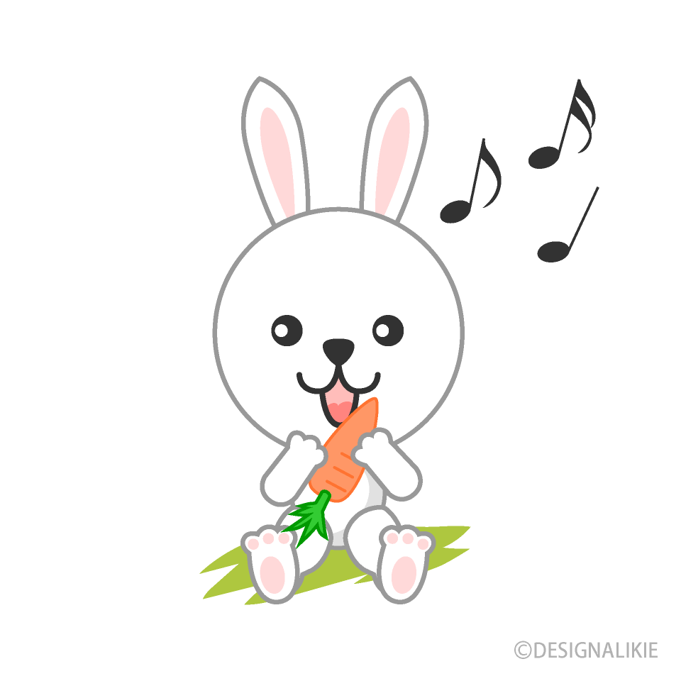 人参を食べるウサギの無料イラスト素材 イラストイメージ