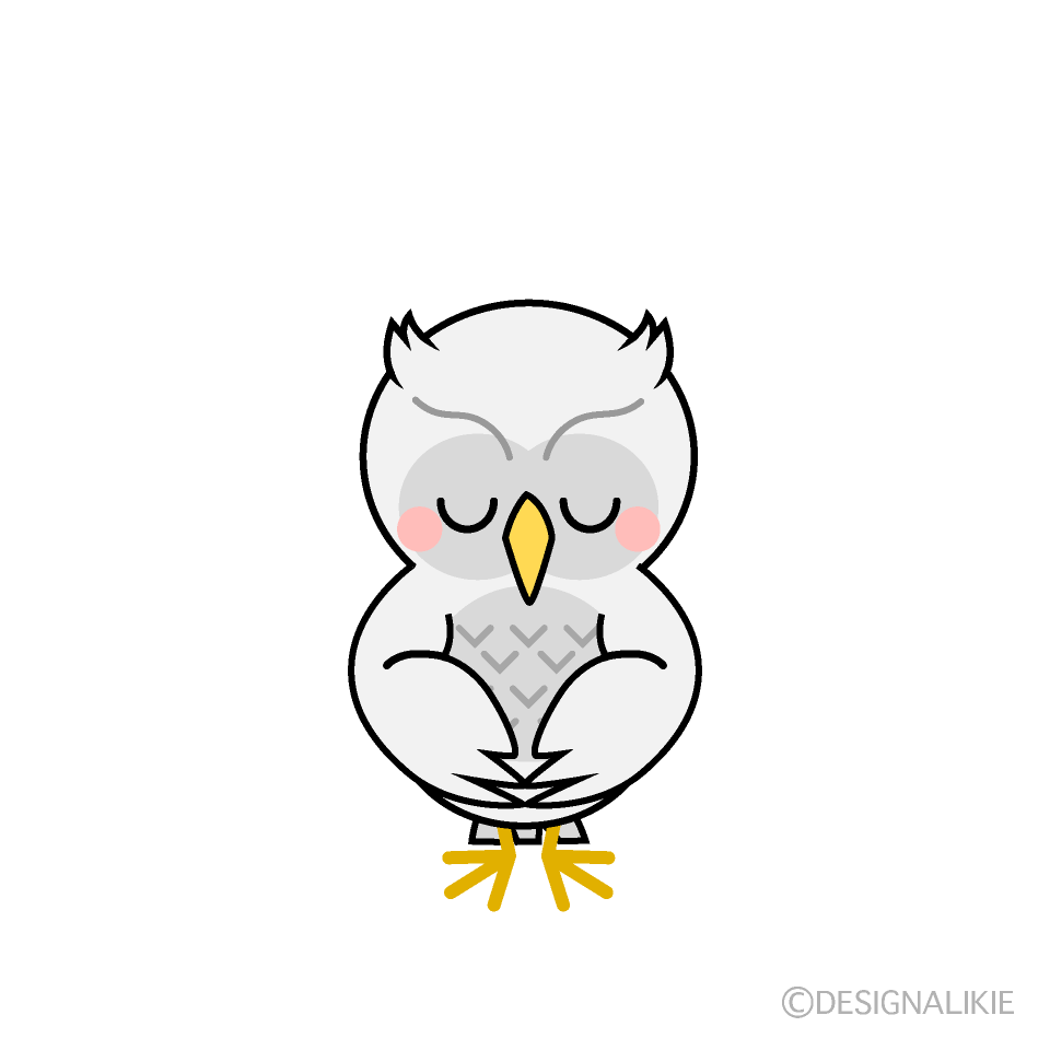 お辞儀する白フクロウの無料イラスト素材 イラストイメージ