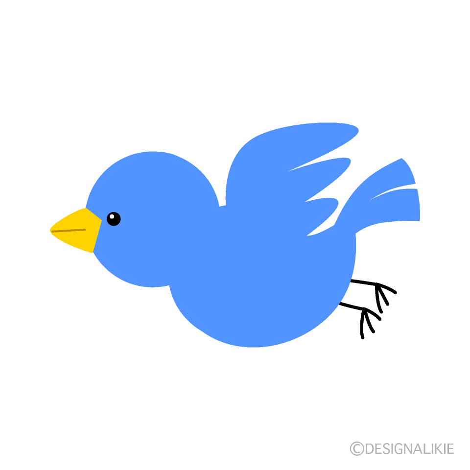 飛ぶ青い鳥イラストのフリー素材 イラストイメージ