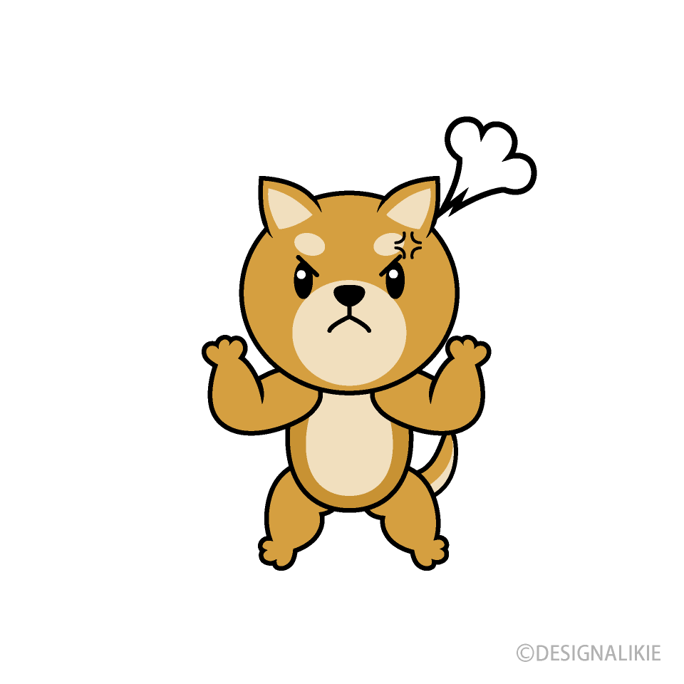 怒る柴犬キャライラストのフリー素材 イラストイメージ
