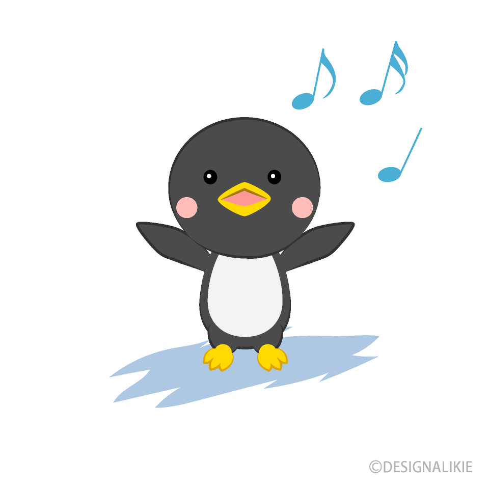 歌うペンギンの無料イラスト素材 イラストイメージ