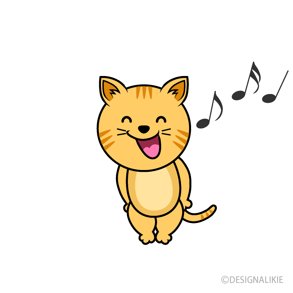 歌うトラ猫キャライラストのフリー素材｜イラストイメージ