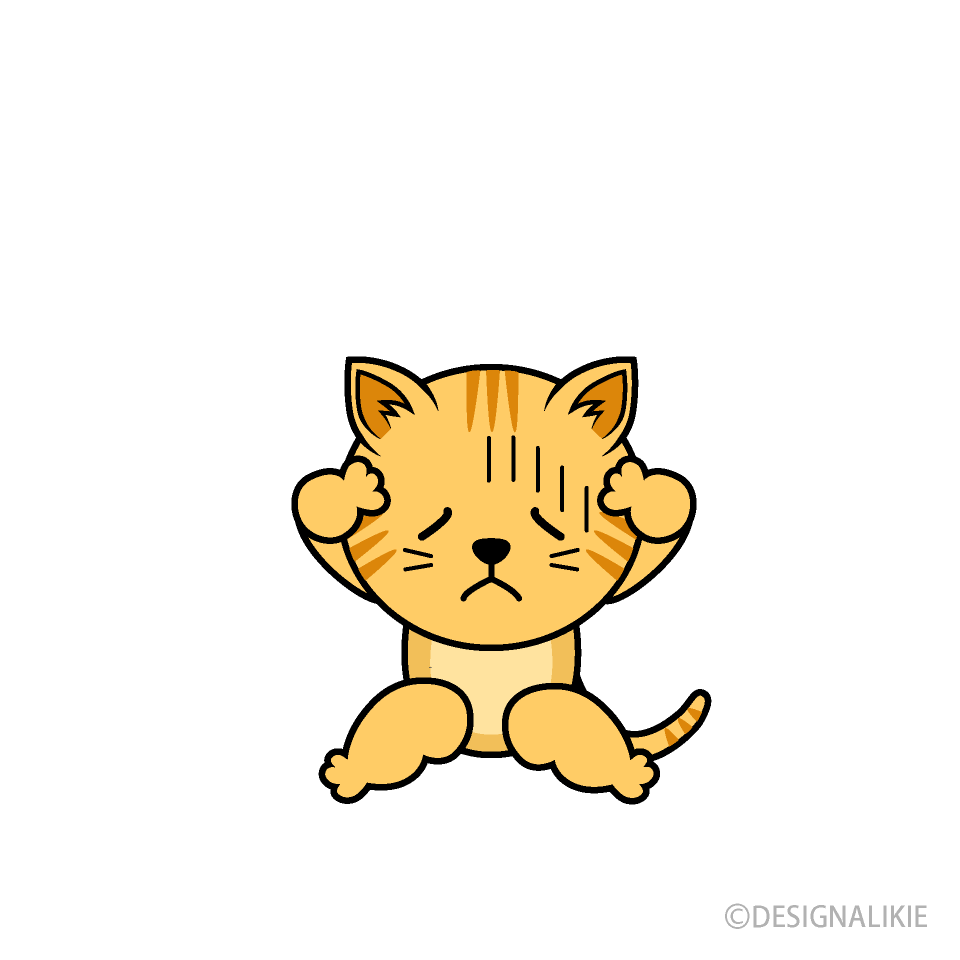 お手上げのトラ猫キャラの無料イラスト素材 イラストイメージ
