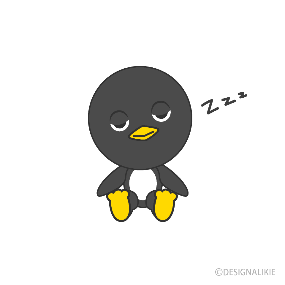 居眠りするペンギンの無料イラスト素材 イラストイメージ
