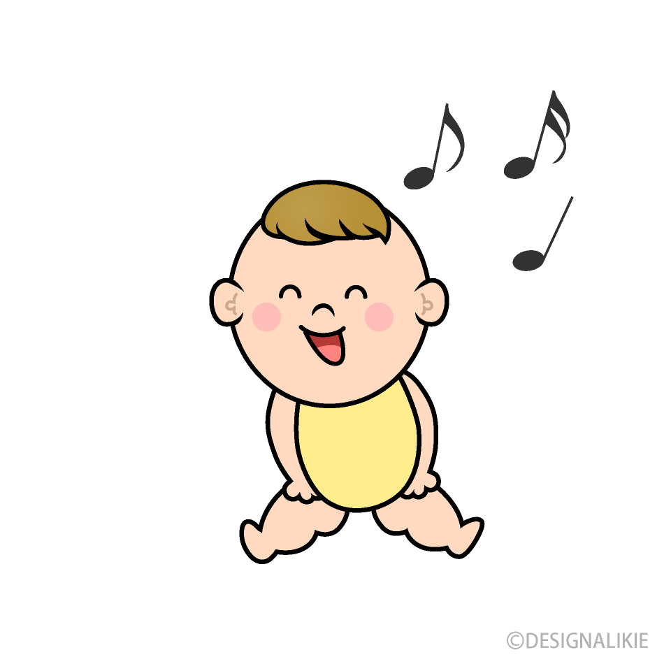 歌う赤ちゃんキャライラストのフリー素材 イラストイメージ