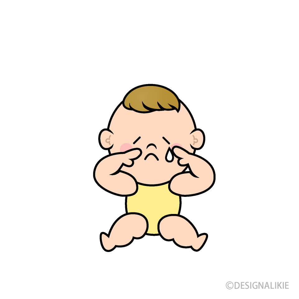 泣く赤ちゃんキャライラストのフリー素材 イラストイメージ