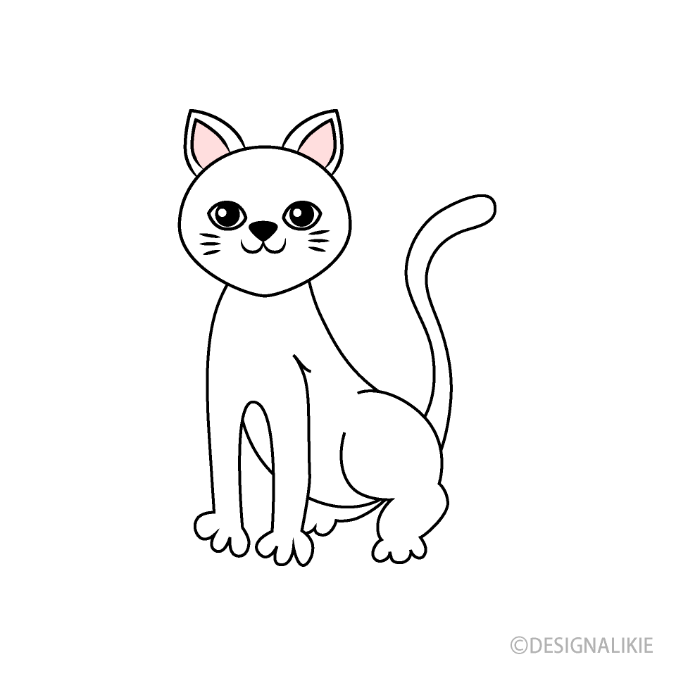 白い猫イラストのフリー素材 イラストイメージ