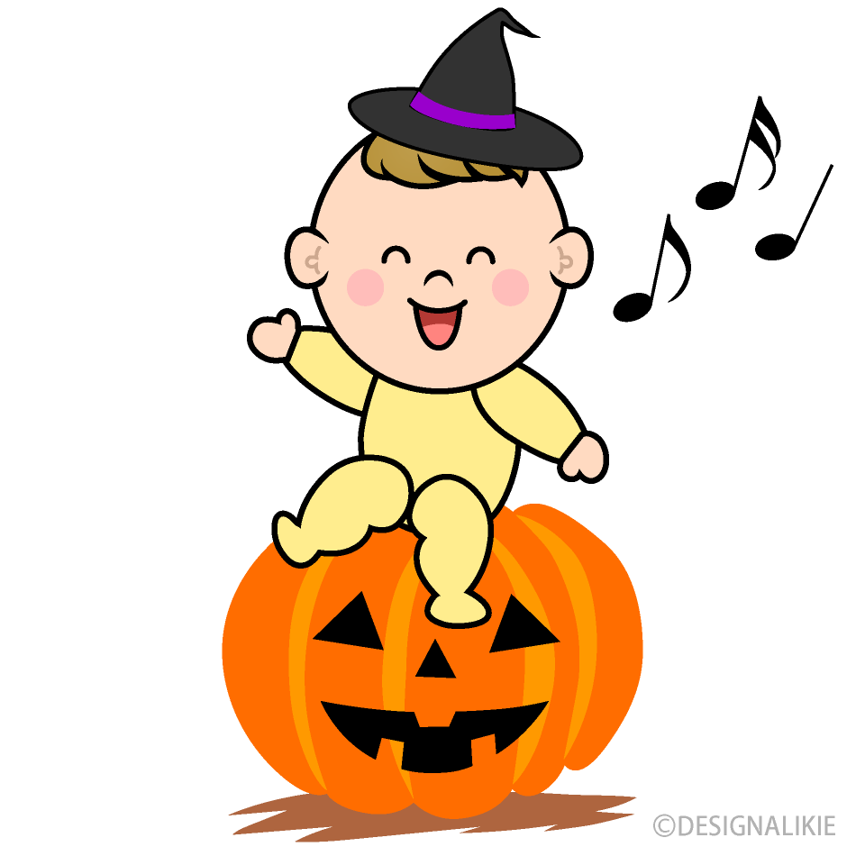 ハロウインかぼちゃと赤ちゃんキャラの無料イラスト素材 イラストイメージ