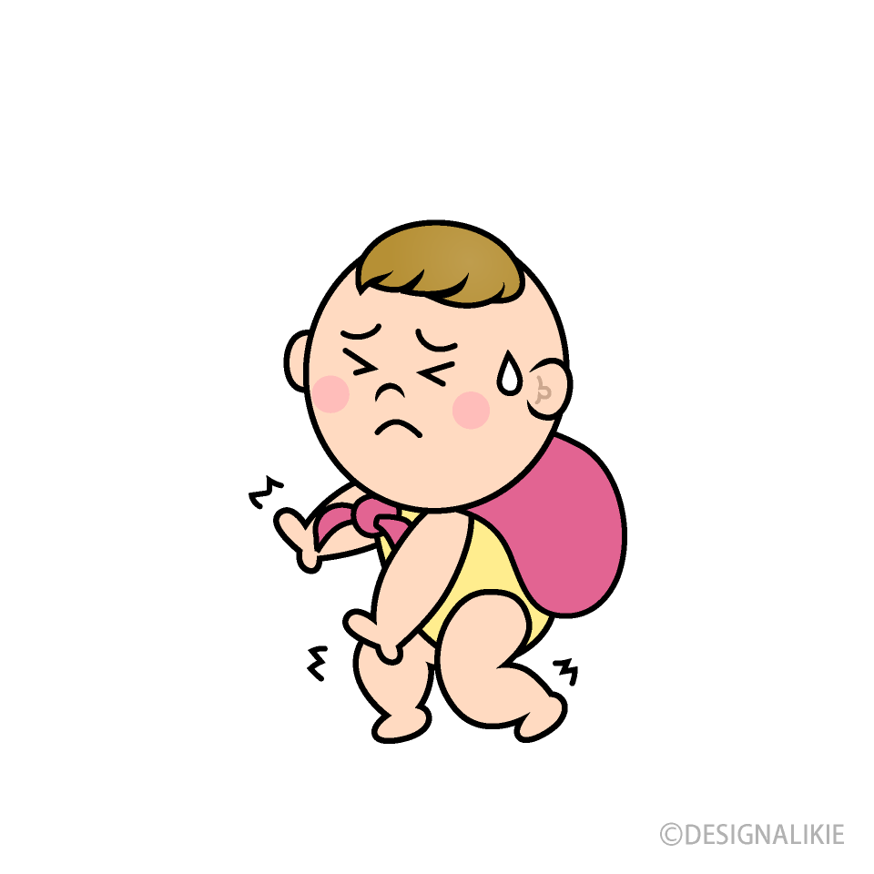 一升餅を担ぐ赤ちゃんキャライラストのフリー素材 イラストイメージ