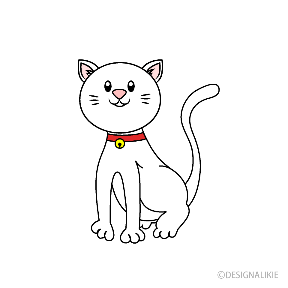可愛い白い猫イラストのフリー素材 イラストイメージ