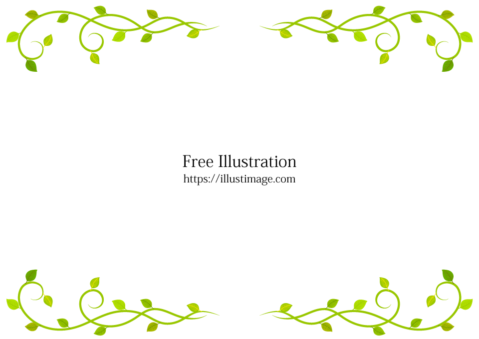 黄緑色の草木模様フレームの無料イラスト素材 イラストイメージ