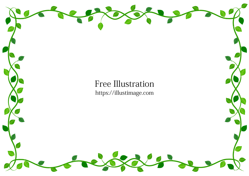 緑色の草木模様フレームイラストのフリー素材 イラストイメージ