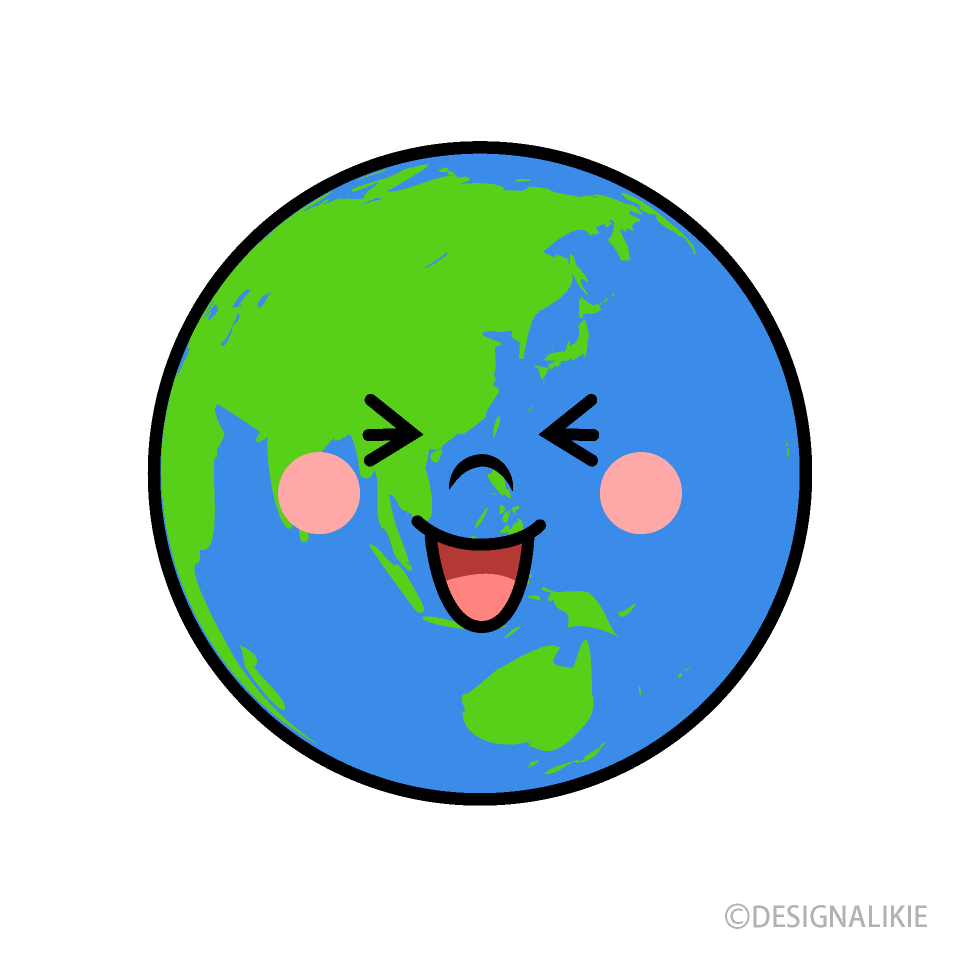 大笑いする地球キャライラストのフリー素材 イラストイメージ