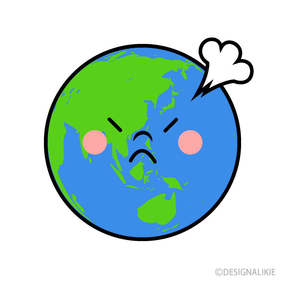 怒る地球キャライラストのフリー素材 イラストイメージ