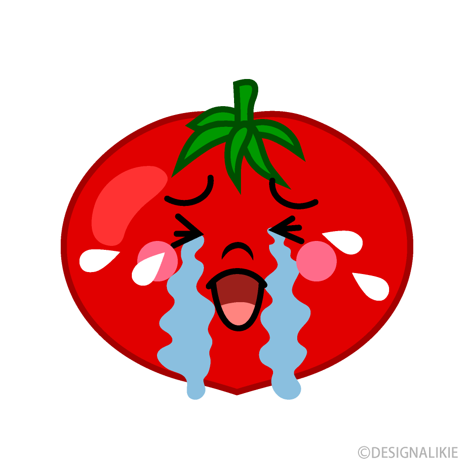 大泣きするトマトキャライラストのフリー素材 イラストイメージ