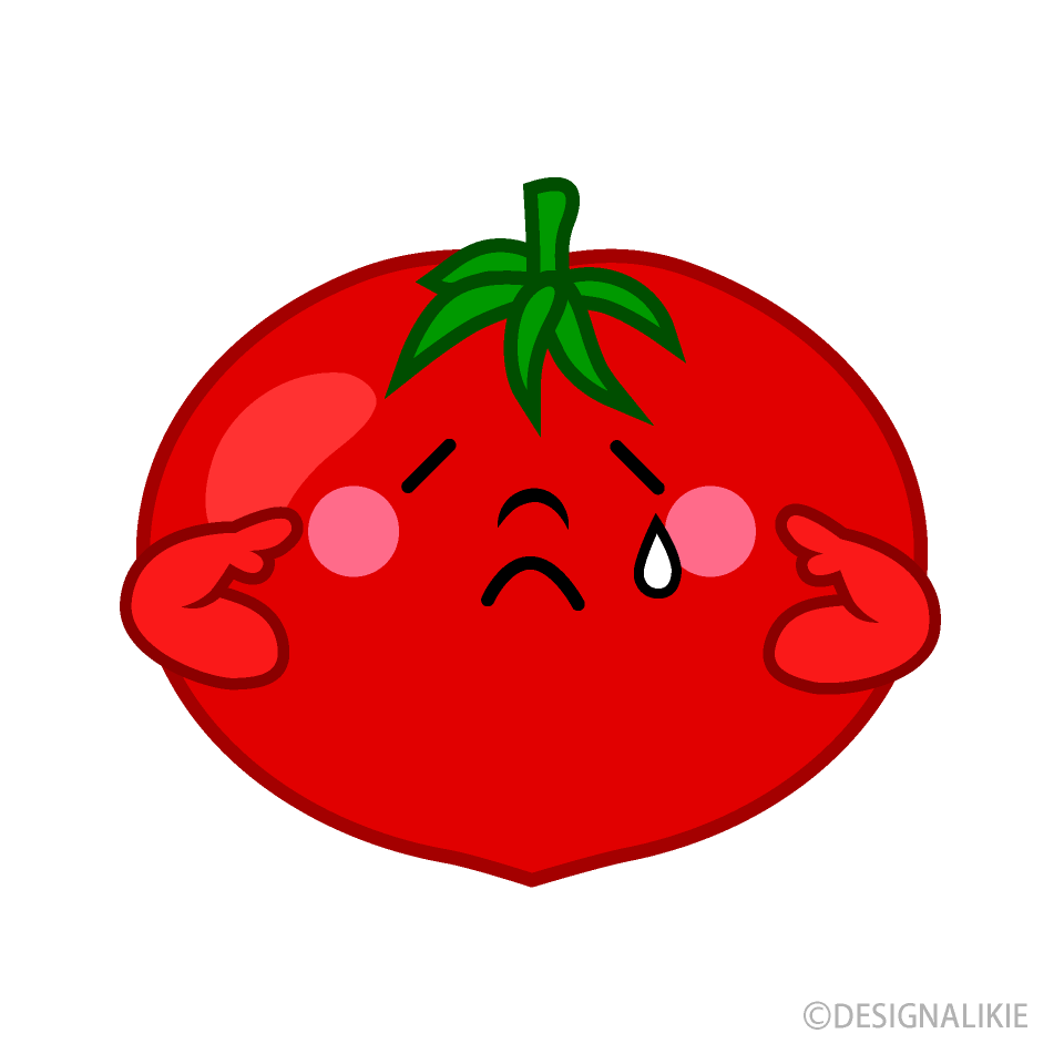 メソメソ泣くトマトキャライラストのフリー素材 イラストイメージ