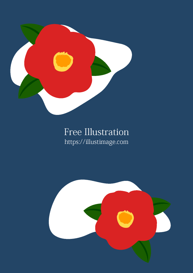 雪と椿の和デザイン背景の無料イラスト素材 イラストイメージ