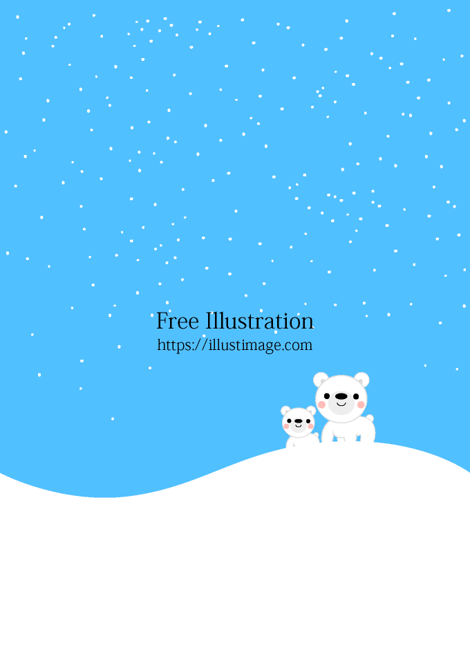 雪降るシロクマ親子の背景画像イラストのフリー素材 イラストイメージ