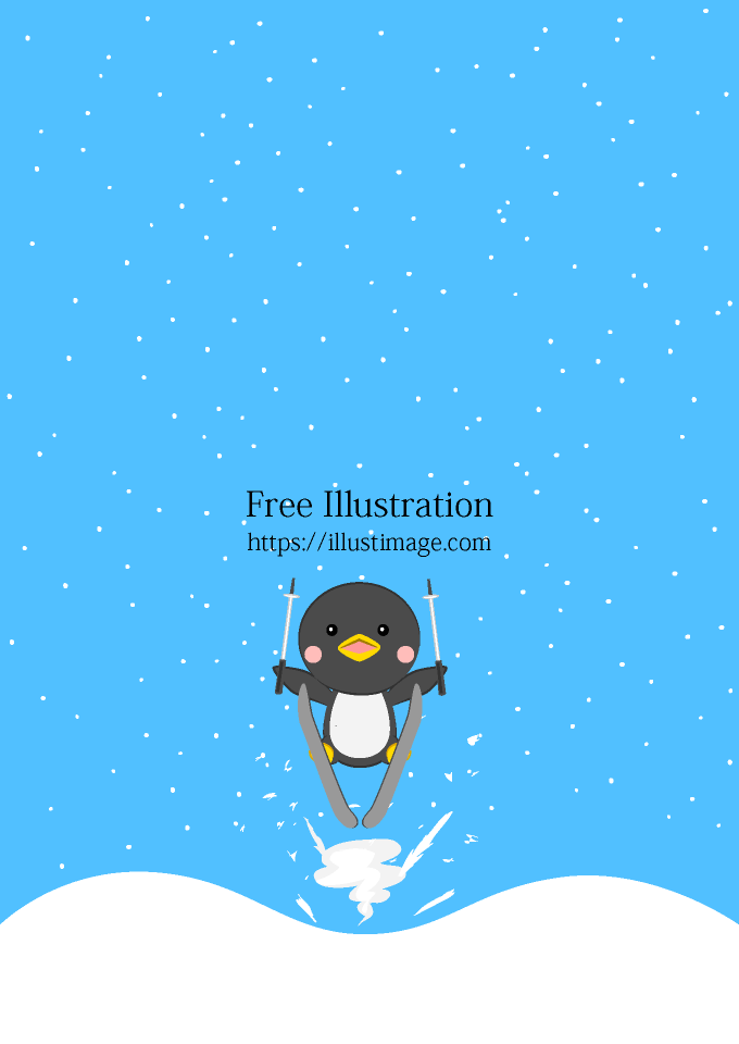 スキージャンプするペンギンの背景画像の無料イラスト素材 イラストイメージ