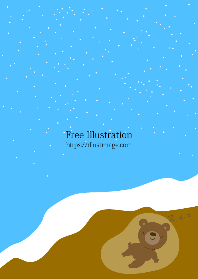 冬眠するクマの背景画像の無料イラスト素材 イラストイメージ