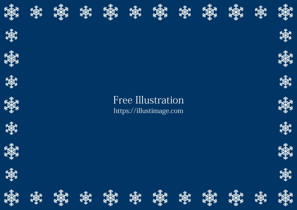 紺色背景の雪結晶フレームイラストのフリー素材 イラストイメージ