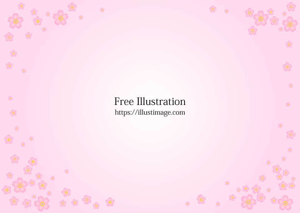 薄ピンクの桜の花フレームの無料イラスト素材 イラストイメージ