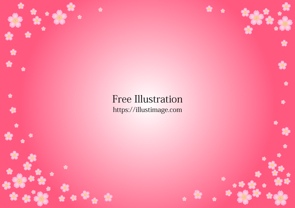 ピンク背景の桜フレームイラストのフリー素材 イラストイメージ