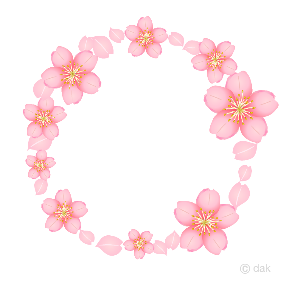 桜の花リースイラストのフリー素材 イラストイメージ