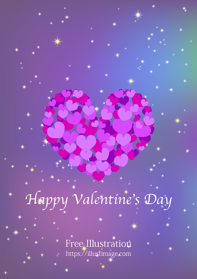 紫色ハートのバレンタイン壁紙イラストのフリー素材 イラストイメージ