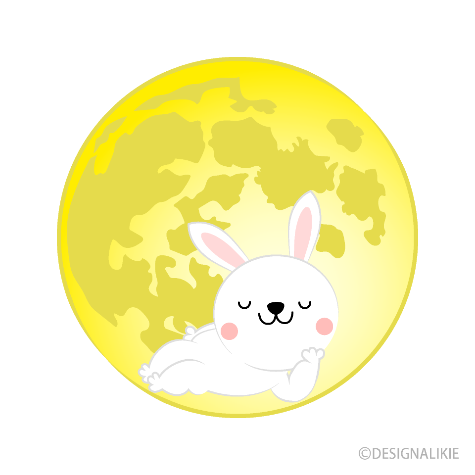 満月のウサギの無料イラスト素材 イラストイメージ