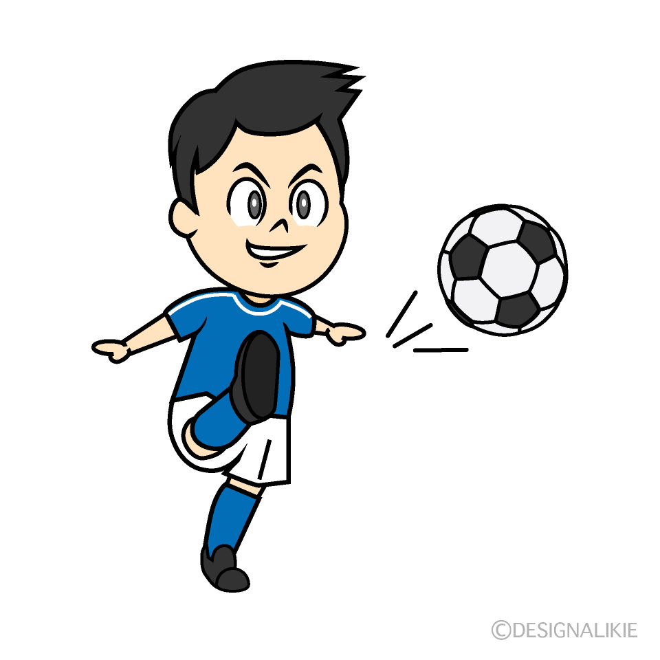 サッカーでシュートする男の子の無料イラスト素材 イラストイメージ