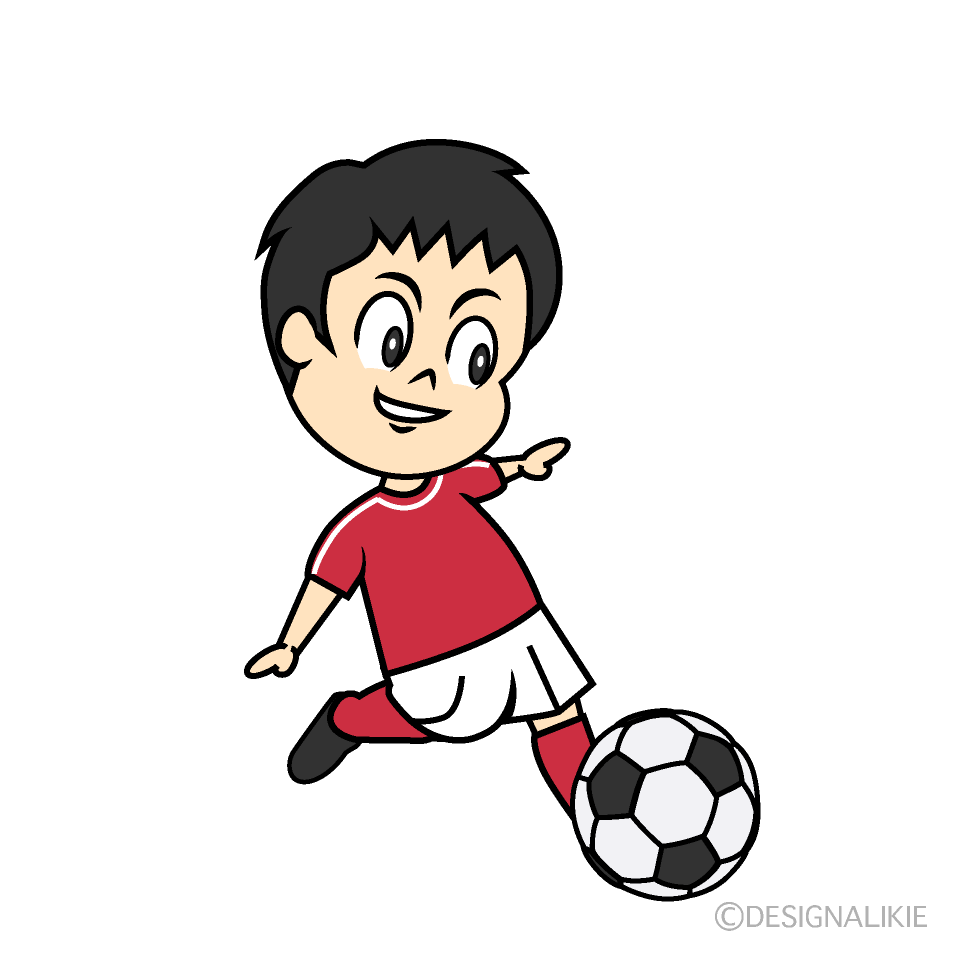 サッカーでキックする男の子の無料イラスト素材 イラストイメージ