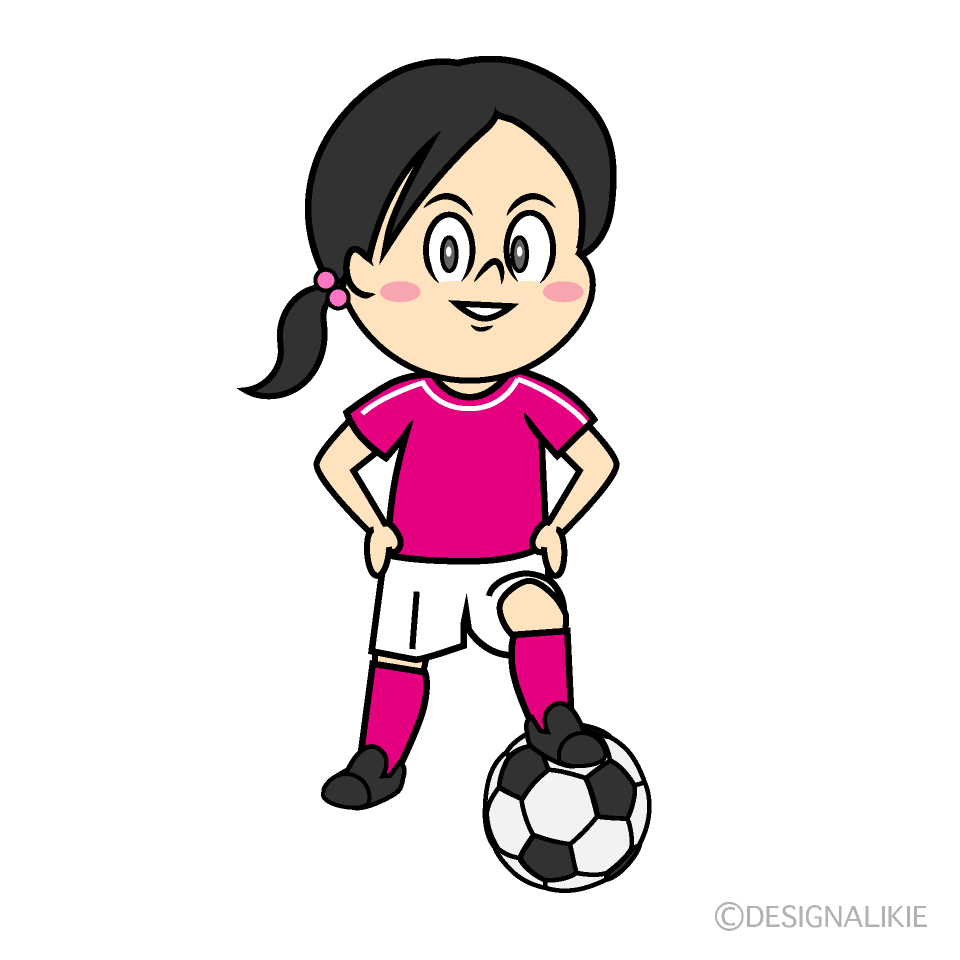 堂々としたサッカー女子イラストのフリー素材 イラストイメージ
