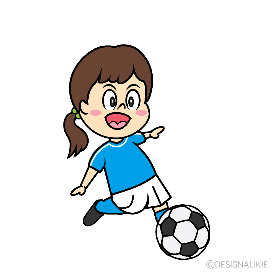 キックするサッカー女子イラストのフリー素材 イラストイメージ