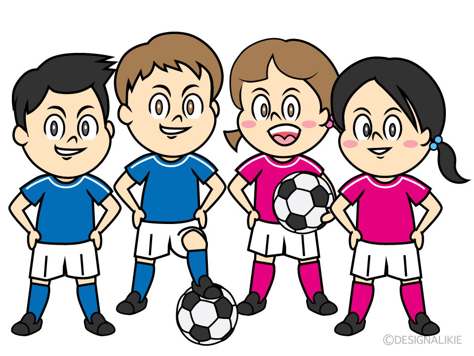 サッカー少年と少女イラストのフリー素材 イラストイメージ