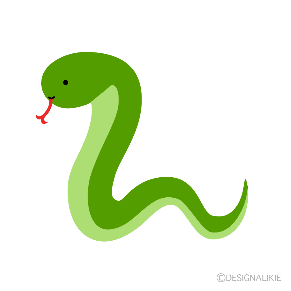 かわいい緑ヘビの無料イラスト素材 イラストイメージ