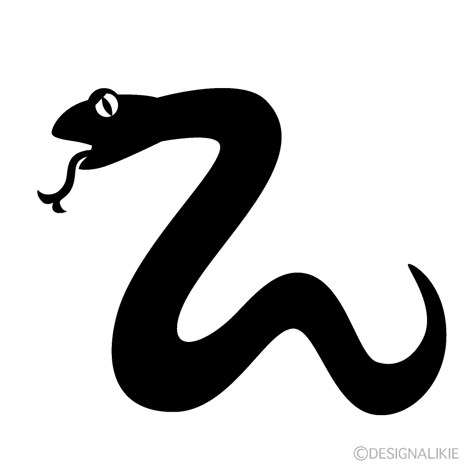 白黒の蛇イラストのフリー素材 イラストイメージ